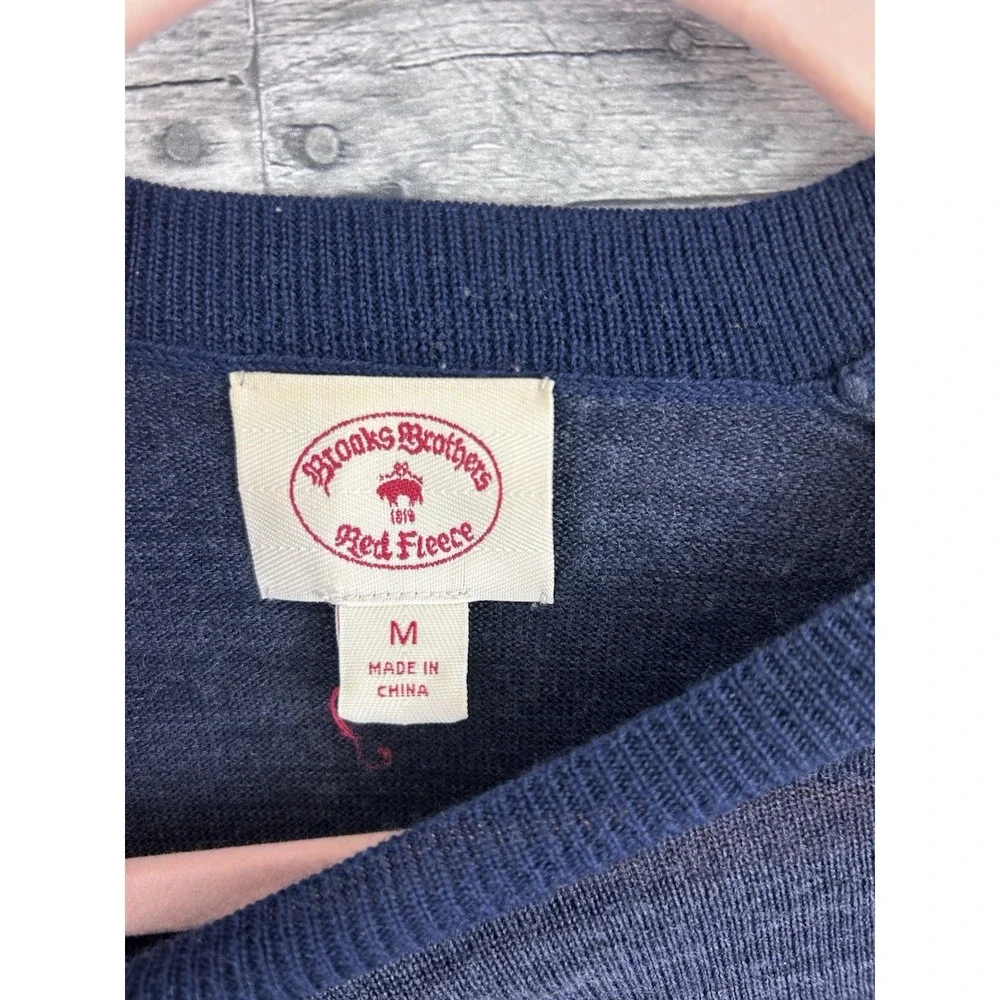 Brooks Brothers Men's Blue Merino Wool Medium Light Long Sleeve Sweater